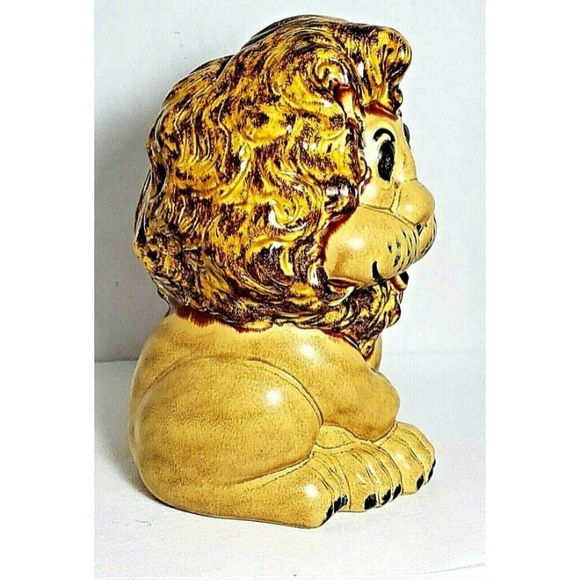 VTG, Artisan Hobbyist Lion Bank Animal Figurine Brown Ceramic 1974 Kitschy Retro - Picture 2 of 6